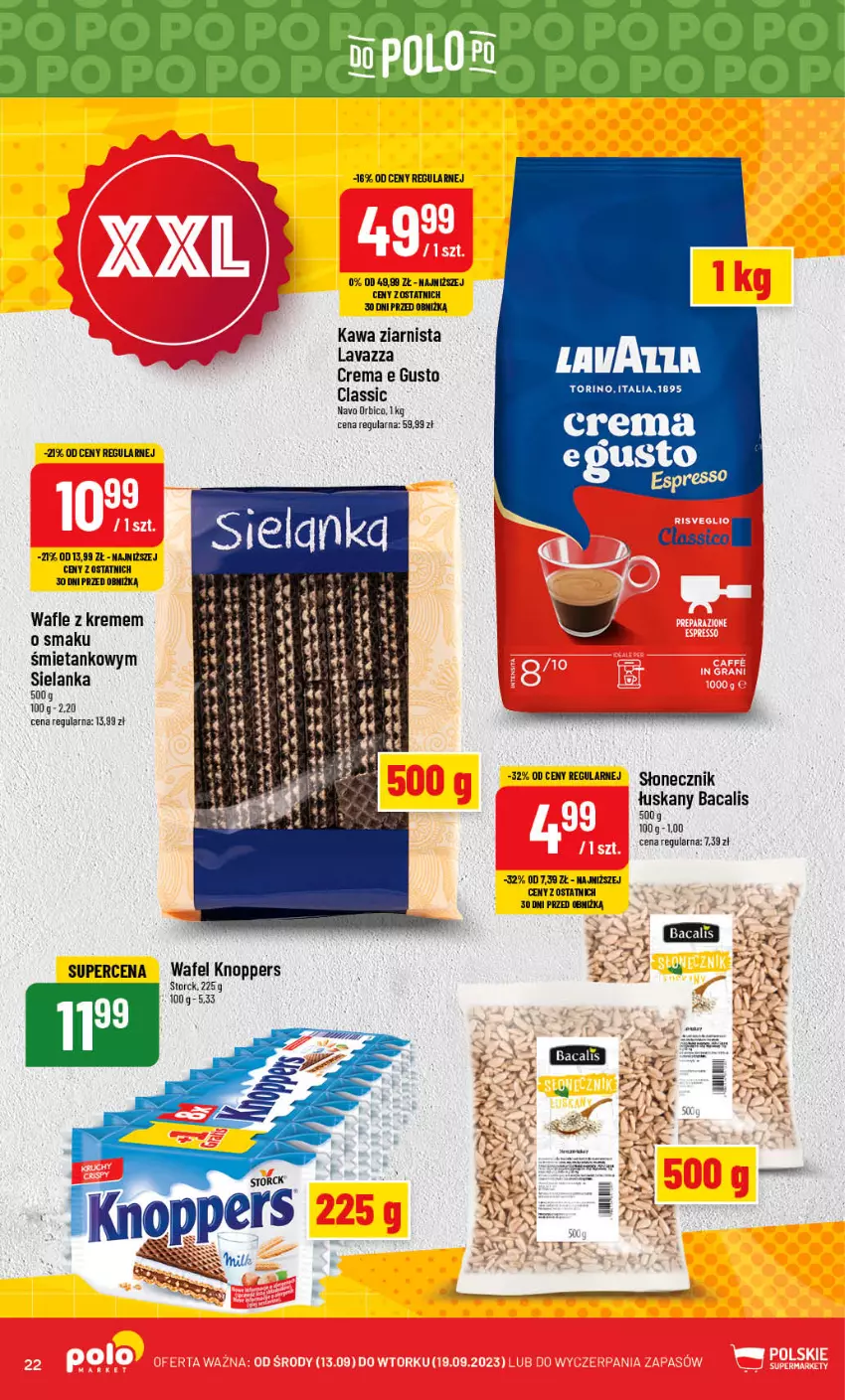 Gazetka promocyjna PoloMarket - Gazetka pomocyjna - ważna 13.09 do 19.09.2023 - strona 22 - produkty: BIC, Kawa, Kawa ziarnista, Knoppers, Lavazza, Wafle