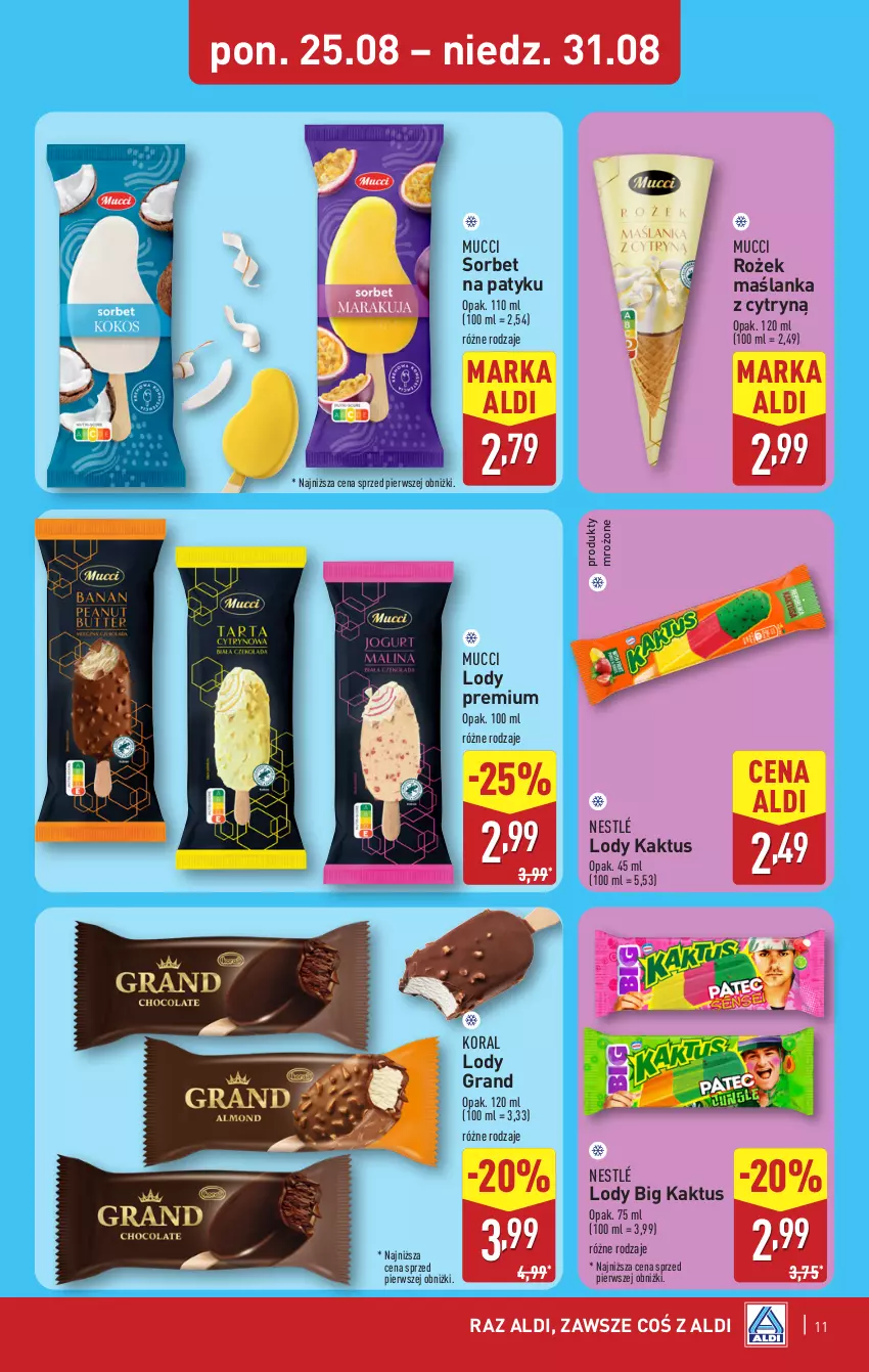 Gazetka promocyjna Aldi - Pełna oferta - ważna 25.08 do 31.08.2025 - strona 11 - produkty: Gra, Kaktus, Lody, Maślanka, Nestlé, Produkty mrożone