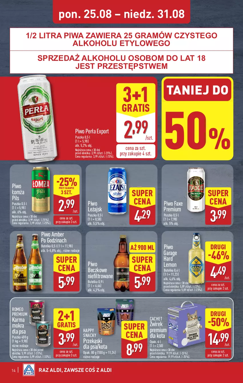 Gazetka promocyjna Aldi - Pełna oferta - ważna 25.08 do 31.08.2025 - strona 14 - produkty: Fa, Gra, Perła, Piwa, Piwo, Por, Przekąski dla psa
