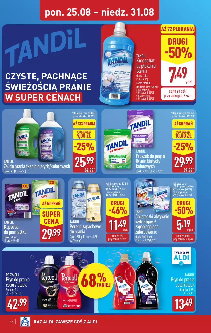 Gazetka promocyjna Aldi - Pełna oferta - ważna 25.08 do 31.08.2025 - strona 16 - produkty: Chusteczki, Fa, Kapsułki do prania, Lack, Perełki zapachowe, Perwoll, Płyn do prania, Proszek do prania