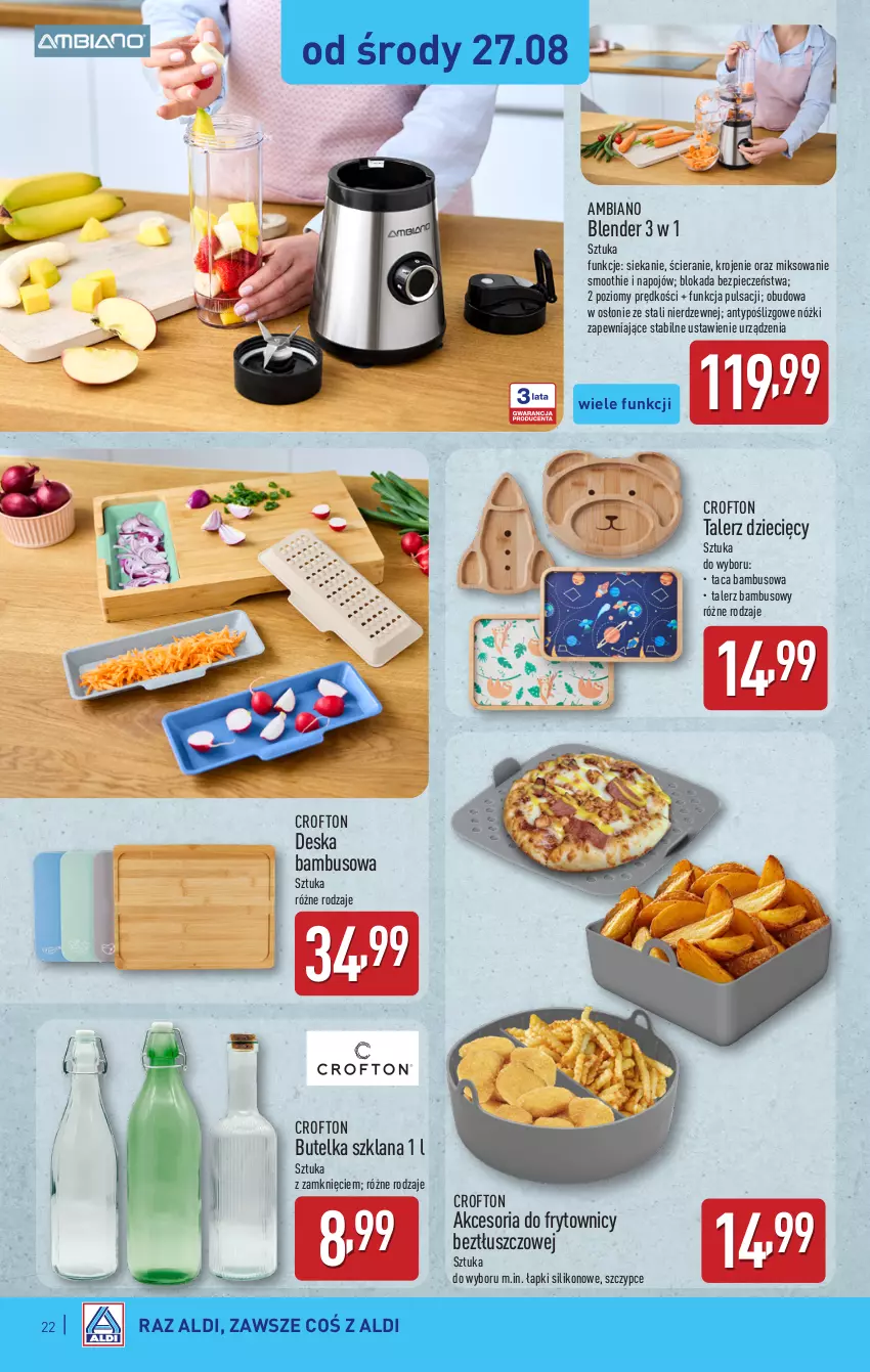 Gazetka promocyjna Aldi - Pełna oferta - ważna 25.08 do 31.08.2025 - strona 22 - produkty: Blender, Dzieci, LANA, Piec, Smoothie, Szczypce, Taca, Talerz