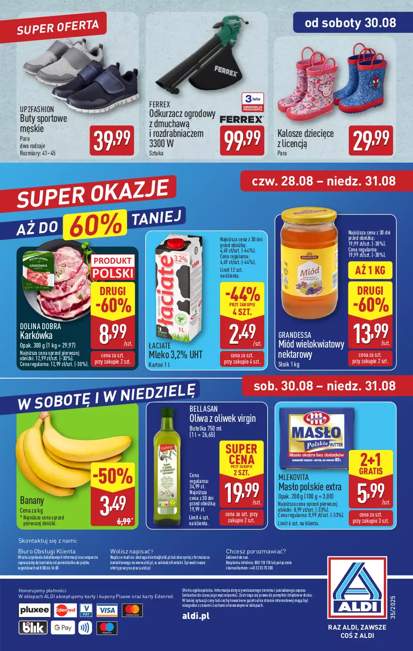 Gazetka promocyjna Aldi - Pełna oferta - ważna 25.08 do 31.08.2025 - strona 39 - produkty: Banany, Bell, Bella, Biuro, Buty, Dzieci, Fa, Gin, Gra, Masło, Miód, Mleko, Mlekovita, Nektar, O nas, Odkurzacz, Oliwa z oliwek, Por, Rozdrabniacz, Sport