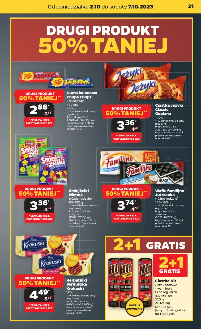 Gazetka promocyjna Netto - Artykuły spożywcze - ważna 02.10 do 07.10.2023 - strona 21 - produkty: Chupa Chups, Ciastka, Fa, Goplana, Gra, Herbatniki, Jeżyki, Jutrzenka, Krakus, Krakuski, LANA, Nimm2, Ser, Wafle