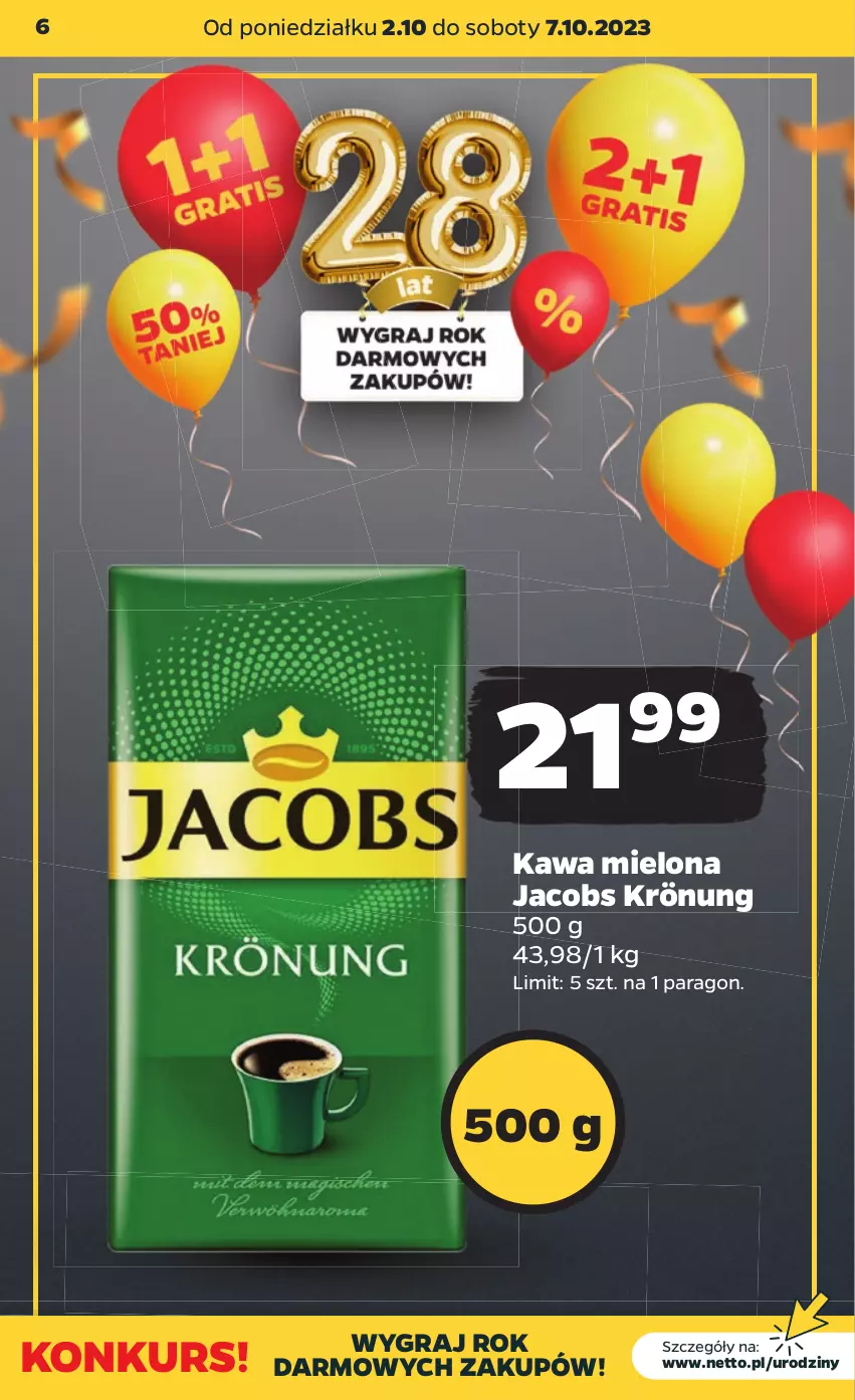 Gazetka promocyjna Netto - Artykuły spożywcze - ważna 02.10 do 07.10.2023 - strona 6 - produkty: Gra, Jacobs, Jacobs Krönung, Kawa, Kawa mielona