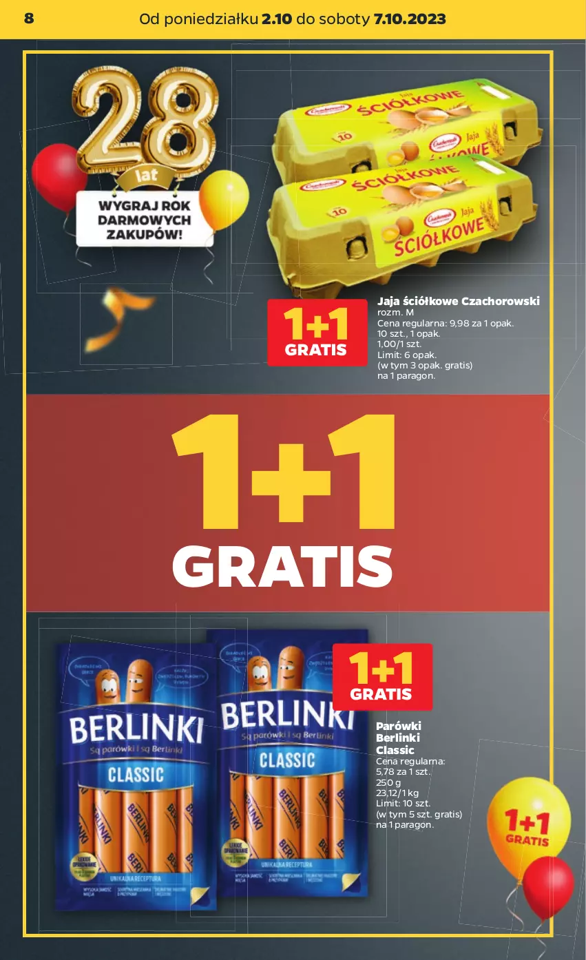 Gazetka promocyjna Netto - Artykuły spożywcze - ważna 02.10 do 07.10.2023 - strona 8 - produkty: Berlinki, Gra, Jaja, Parówki