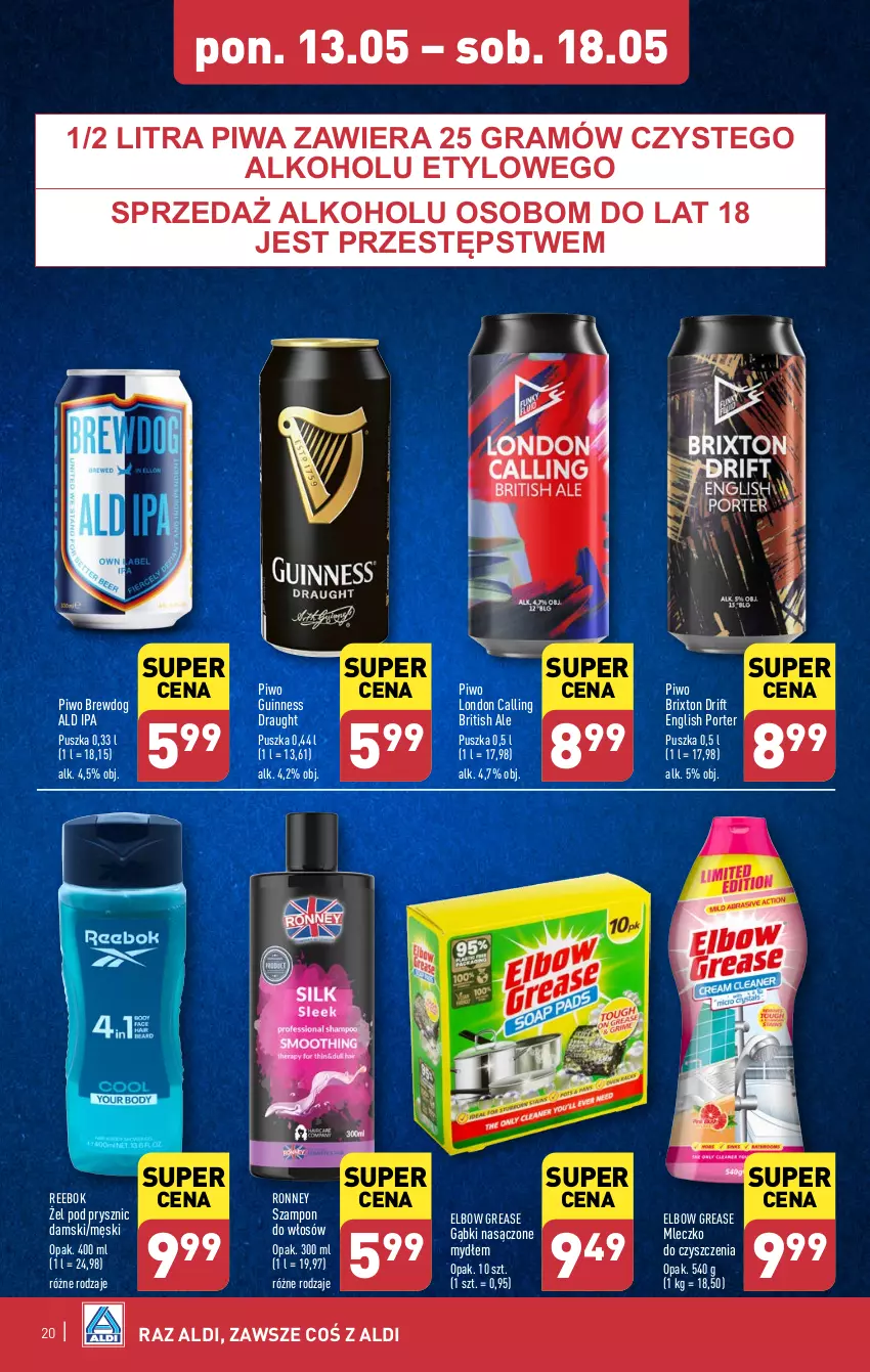 Gazetka promocyjna Aldi - Pełna oferta - ważna 13.05 do 18.05.2024 - strona 20 - produkty: Brit, Gra, Mleczko, Piwa, Piwo, Por, Szampon