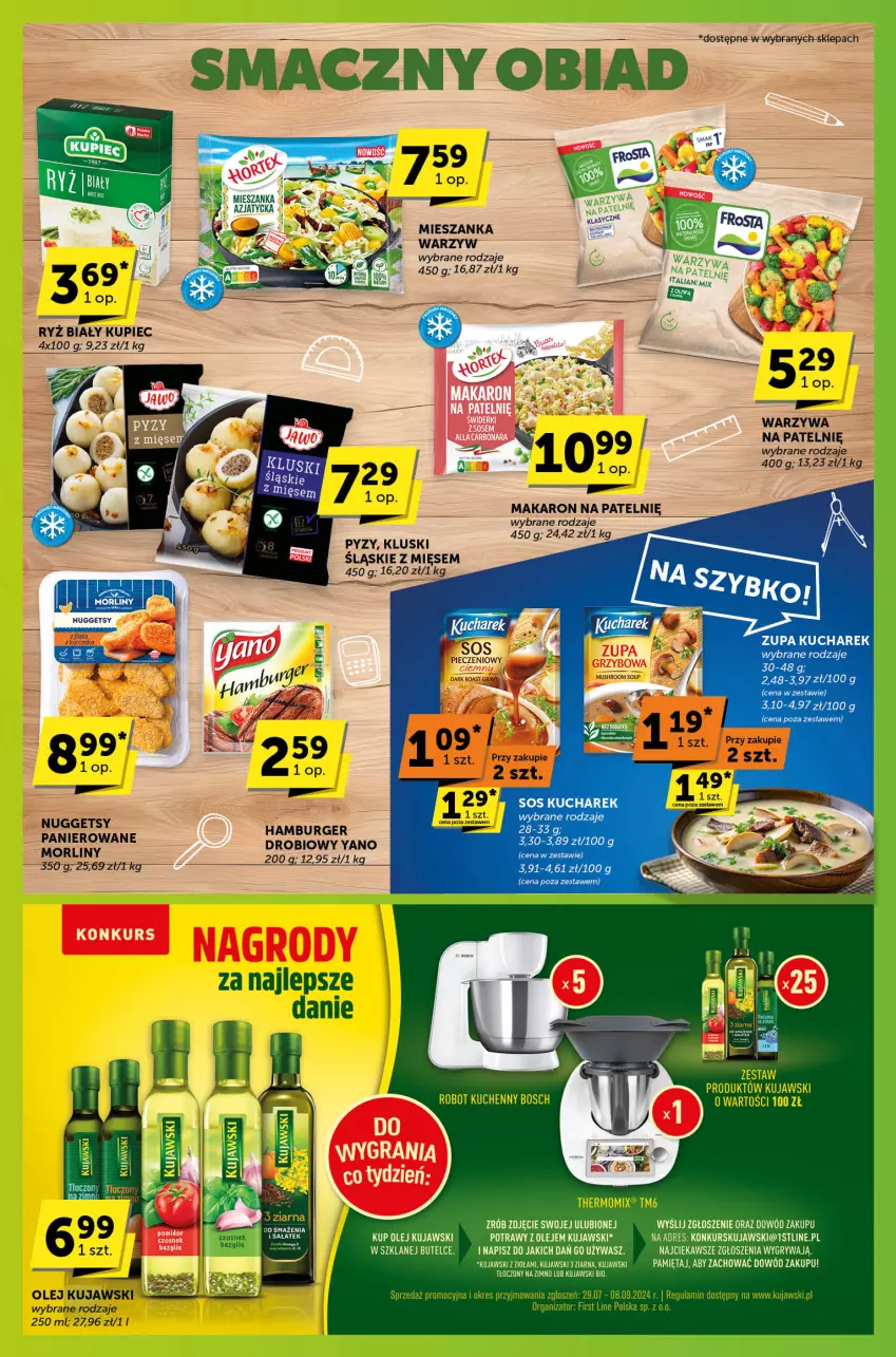 Gazetka promocyjna ABC - ważna 22.08 do 03.09.2024 - strona 2 - produkty: Bosch, Burger, Dres, Gry, Hamburger, Kucharek, Kujawski, Kupiec, Kurczak, Makaron, Mięta, Morliny, Mus, Olej, Piec, Robot, Ryż, Ryż biały, Sos, Warzywa, Zupa