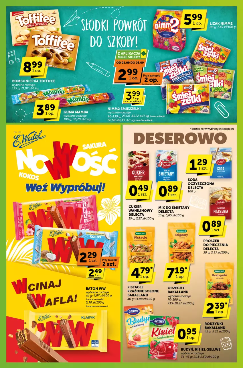 Gazetka promocyjna ABC - ważna 22.08 do 03.09.2024 - strona 5 - produkty: Bakalland, Baton, Cukier, Delecta, Deser, Migdały, Piec, Pistacje, Rodzynki, Ser