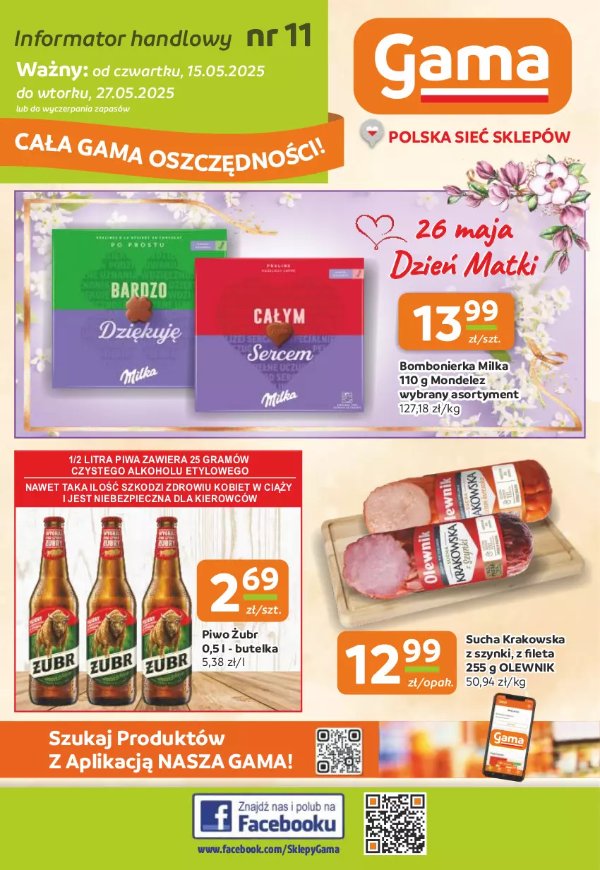 Gazetka promocyjna Gama - Gazetka Gama - ważna 15.05 do 27.05.2025 - strona 1 - produkty: Fa, Gra, Milka, Olewnik, Piec, Piwa, Piwo