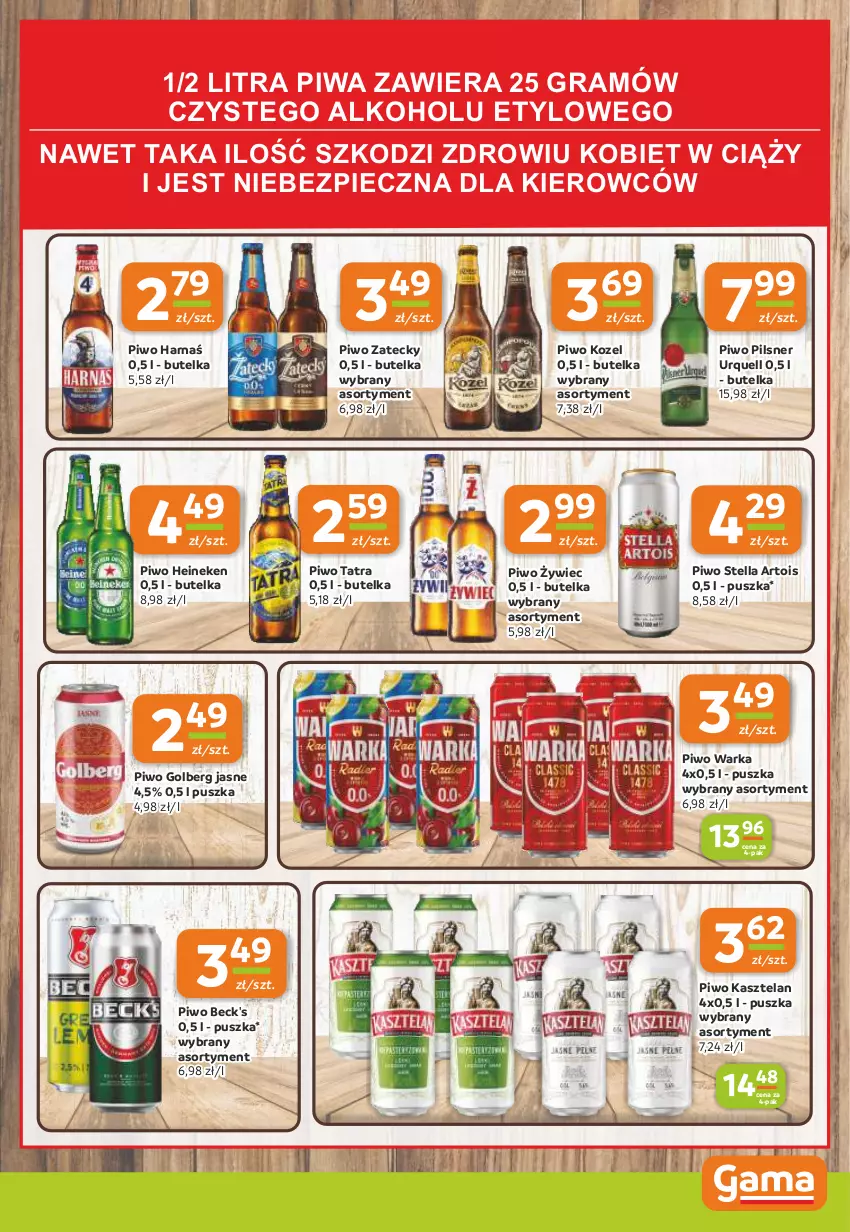 Gazetka promocyjna Gama - Gazetka Gama - ważna 15.05 do 27.05.2025 - strona 11 - produkty: Gra, Harnaś, Heineken, Kasztelan, Kozel, Piec, Pilsner Urquell, Piwa, Piwo, Tatra, Warka