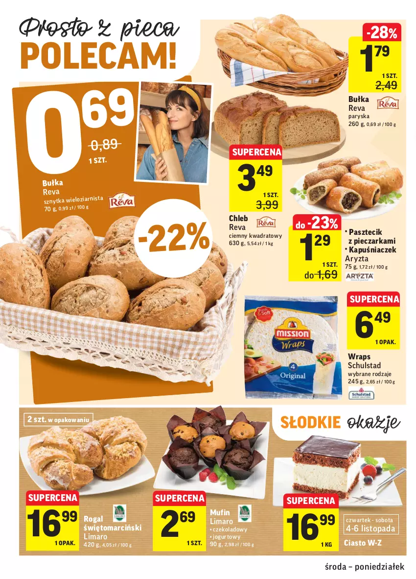 Gazetka promocyjna Intermarche - Gazetka promocyjna - ważna 03.11 do 08.11.2021 - strona 16 - produkty: Bułka, Chleb, Jogurt, Kapuśniaczek, Pasztecik z pieczarkami, Piec, Pieczarka, Rogal, Top