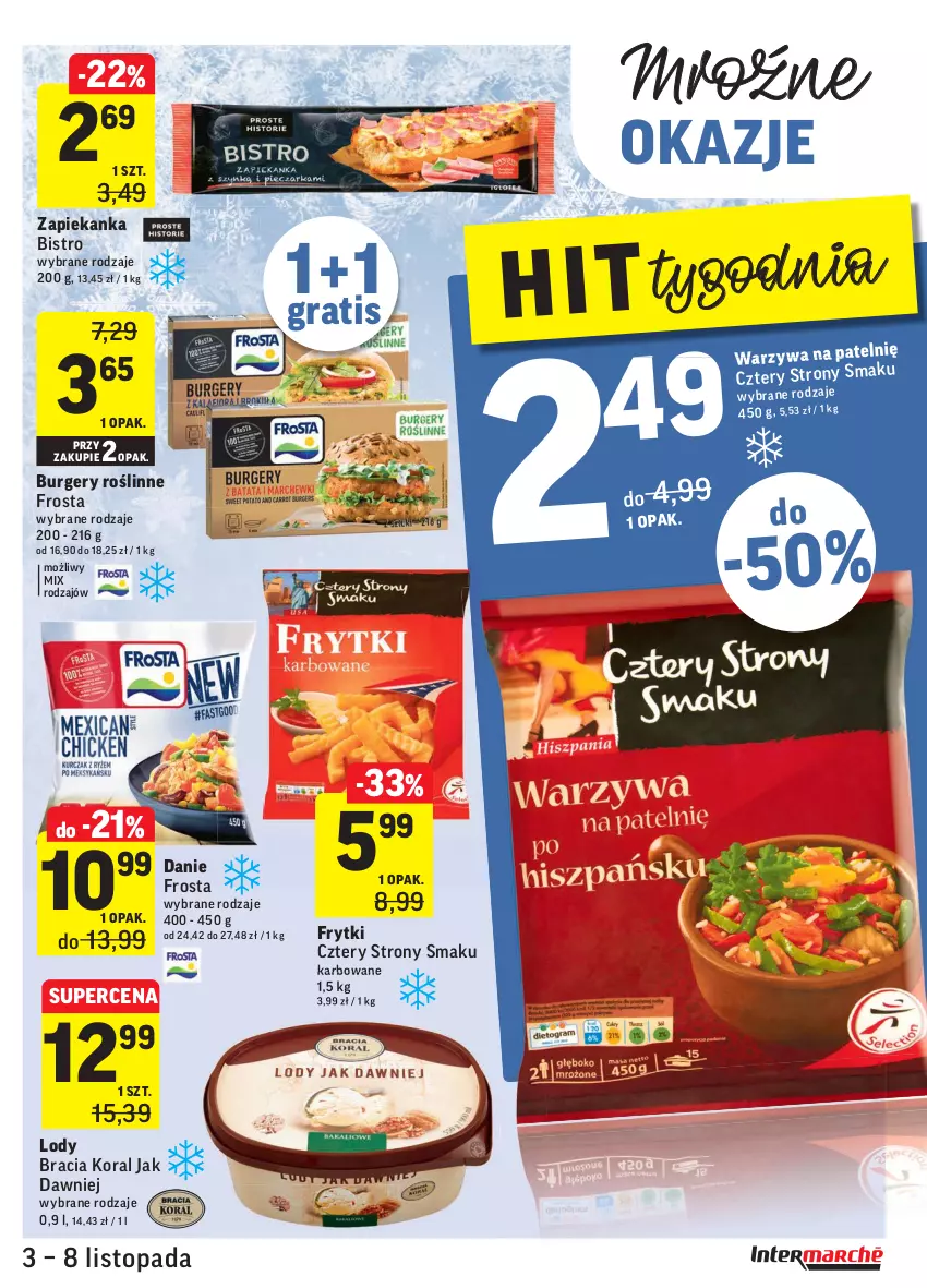 Gazetka promocyjna Intermarche - Gazetka promocyjna - ważna 03.11 do 08.11.2021 - strona 21 - produkty: Burger, Frosta, Frytki, Gra, Lody, Top, Zapiekanka