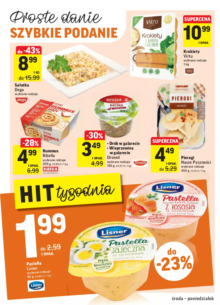 Gazetka promocyjna Intermarche - Gazetka promocyjna - ważna 03.11 do 08.11.2021 - strona 22 - produkty: Bell, Bella, Dega, Drób, Gala, Hummus, Krokiety, Lisner, Mus, Pierogi, Sałat, Sałatka, Virtu, Wieprzowina