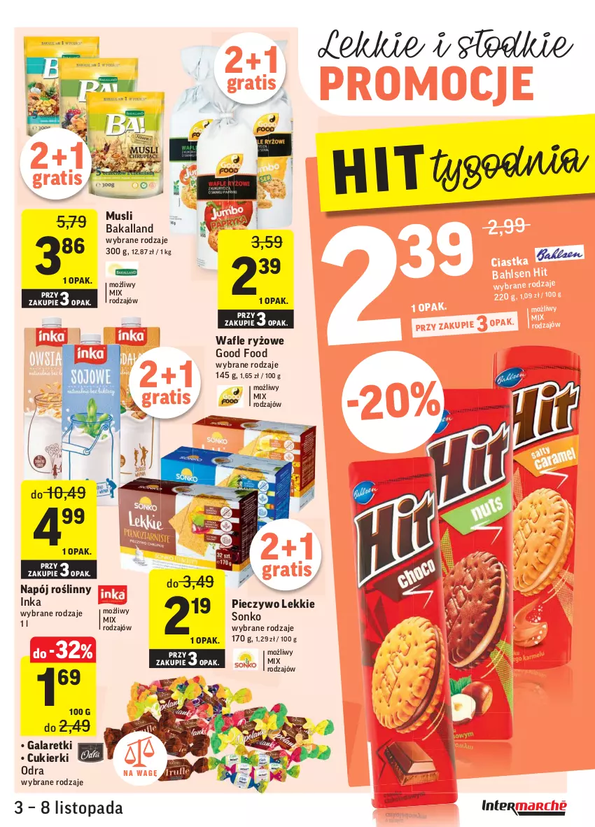 Gazetka promocyjna Intermarche - Gazetka promocyjna - ważna 03.11 do 08.11.2021 - strona 25 - produkty: Bakalland, Cukier, Cukierki, Gala, Galaretki, Gra, Inka, Mus, Napój, Napój roślinny, Piec, Pieczywo, Ryż, Sonko, Top, Wafle