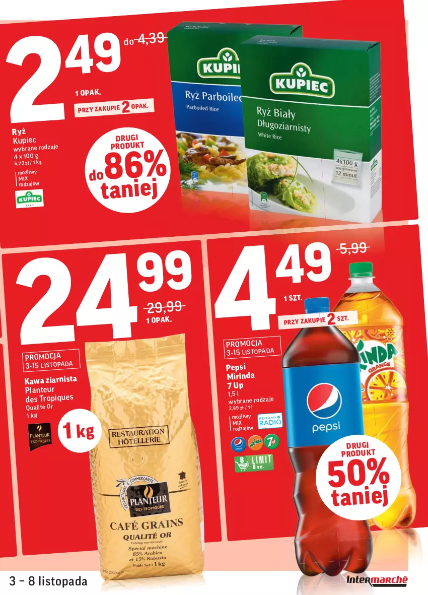 Gazetka promocyjna Intermarche - Gazetka promocyjna - ważna 03.11 do 08.11.2021 - strona 3 - produkty: Kawa, Kawa ziarnista, Kupiec, Mirinda, Pepsi, Piec, Top