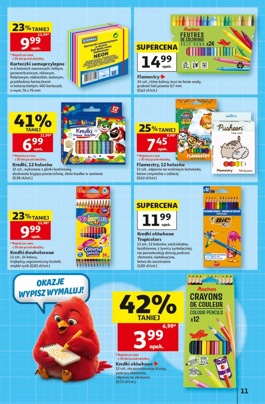 Gazetka promocyjna Auchan - Gazetka 30 Lat Hipermarket Auchan - ważna 03.09 do 09.09.2026 - strona 11 - produkty: Flamastry, Karteczki samoprzylepne, Kredka, Mop, Por, Tusz