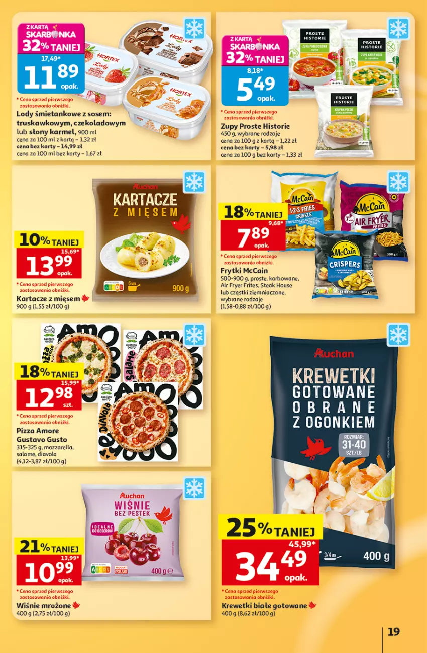 Gazetka promocyjna Auchan - Gazetka 30 Lat Hipermarket Auchan - ważna 03.09 do 09.09.2026 - strona 19 - produkty: Frytki, Krewetki, Lody, McCain, Pizza, Sos, Stek