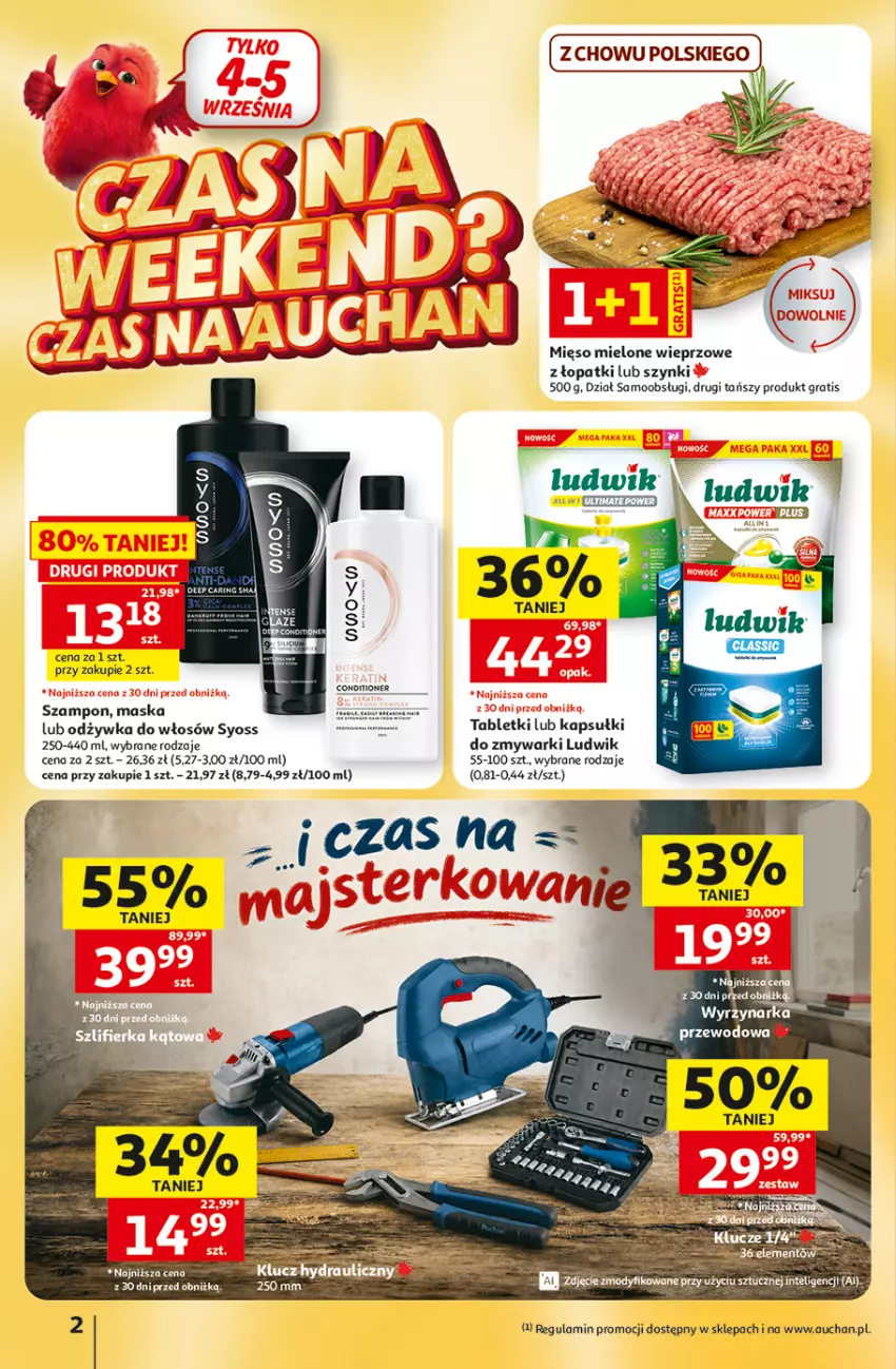 Gazetka promocyjna Auchan - Gazetka 30 Lat Hipermarket Auchan - ważna 03.09 do 09.09.2026 - strona 2 - produkty: Gra, Ludwik, Maska, Mięso, Mięso mielone, Odżywka, Syoss, Szampon, Tablet, Wyrzynarka, Zmywarki