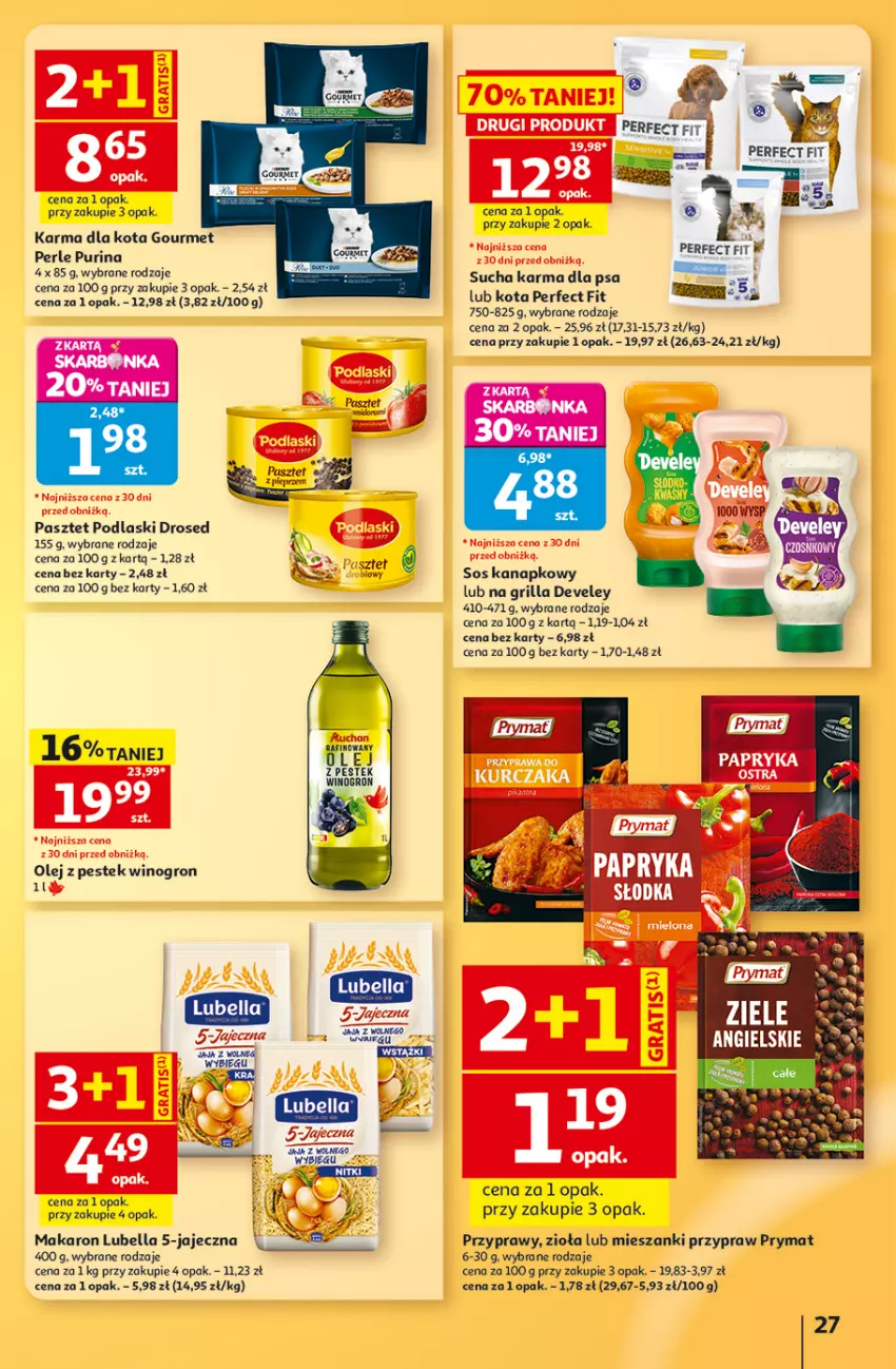 Gazetka promocyjna Auchan - Gazetka 30 Lat Hipermarket Auchan - ważna 03.09 do 09.09.2026 - strona 27 - produkty: Bell, Bella, Gra, Grill, Lubella, Makaron, Olej, Papryka, Pasztet, Podlaski, Prymat, Przyprawy, Pur, Purina, Sos, Stek, Sucha karma, Wino
