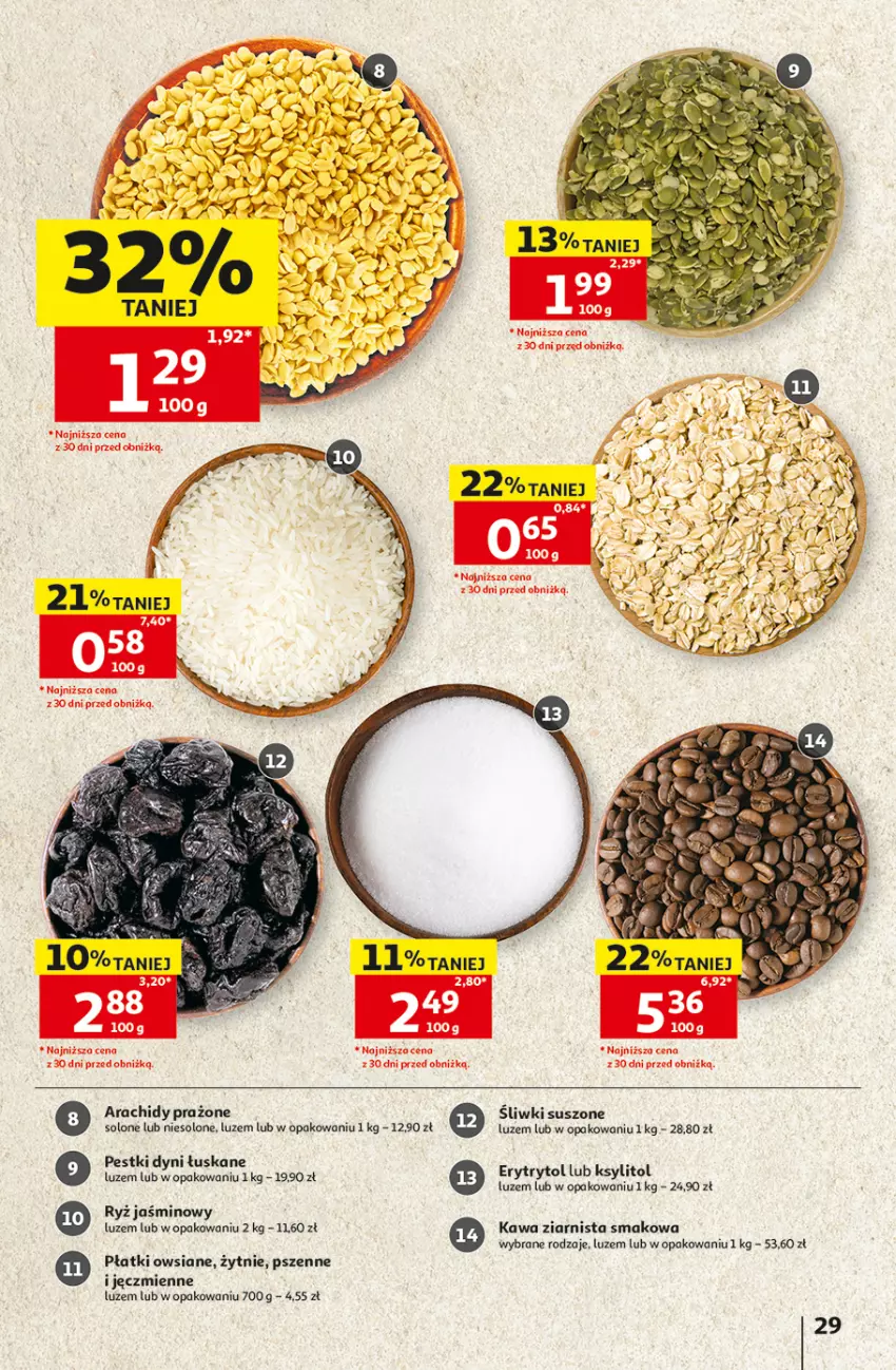 Gazetka promocyjna Auchan - Gazetka 30 Lat Hipermarket Auchan - ważna 03.09 do 09.09.2026 - strona 29 - produkty: Kawa, Kawa ziarnista, Ksylitol, Pestki dyni, Płatki owsiane, Ryż