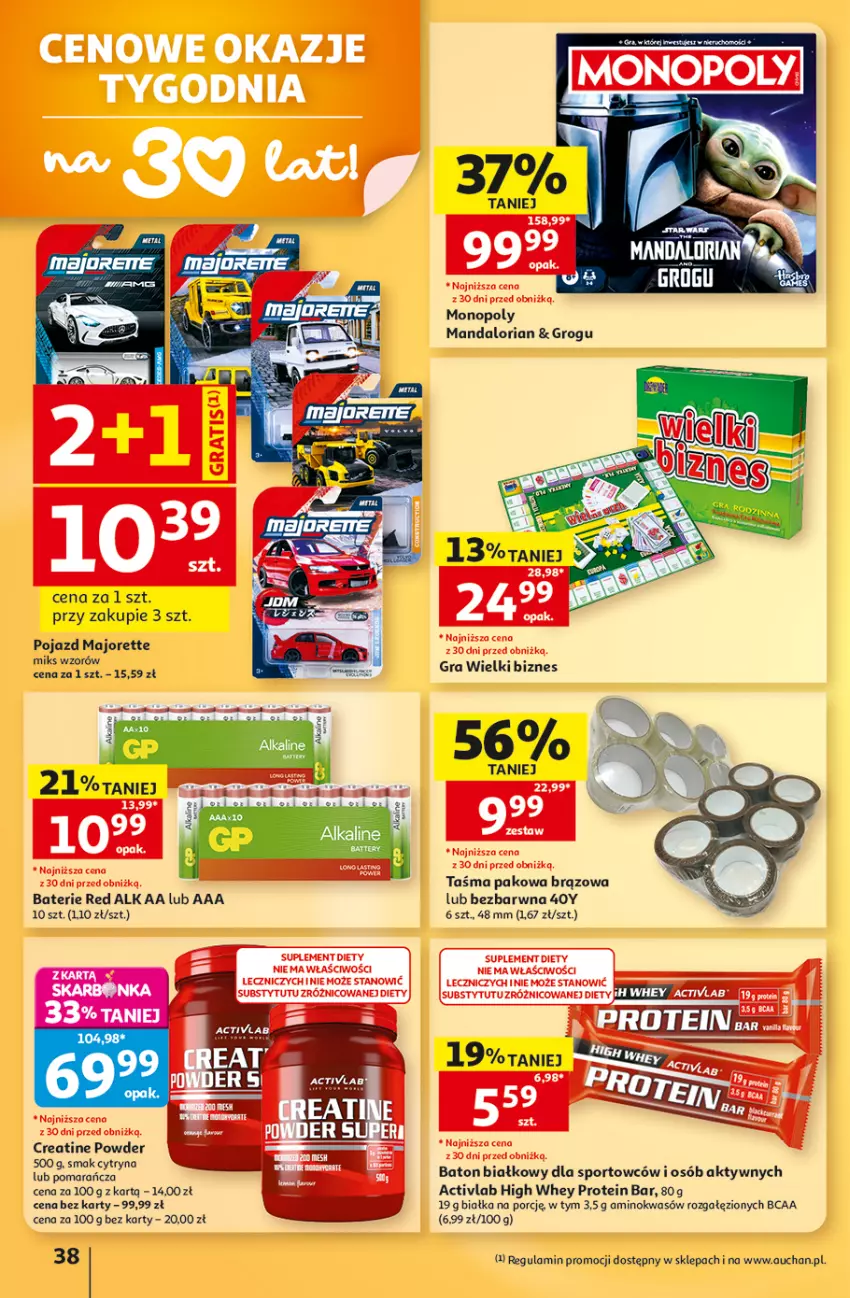 Gazetka promocyjna Auchan - Gazetka 30 Lat Hipermarket Auchan - ważna 03.09 do 09.09.2026 - strona 38 - produkty: Baton, Gra, Monopoly, Pojazd, Por, Sport, Taśma pakowa