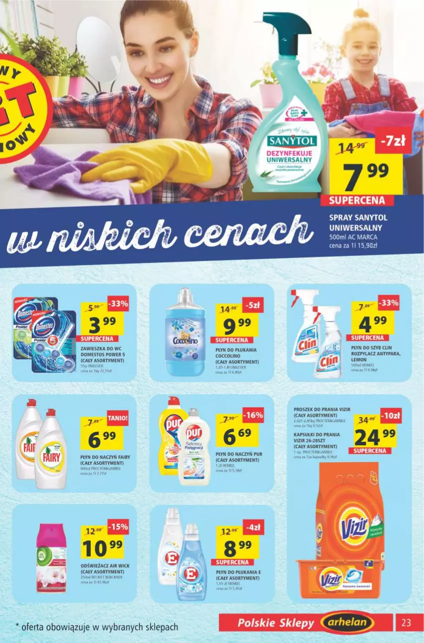 Gazetka promocyjna Arhelan - Gazetka - ważna 10.09 do 19.09.2021 - strona 23 - produkty: Coccolino, Domestos, Fa, Fairy, Kapsułki do prania, Keen, Kret, Płyn do płukania, Proszek do prania, Pur, Sanytol, Ser, Vizir, Zawieszka do wc