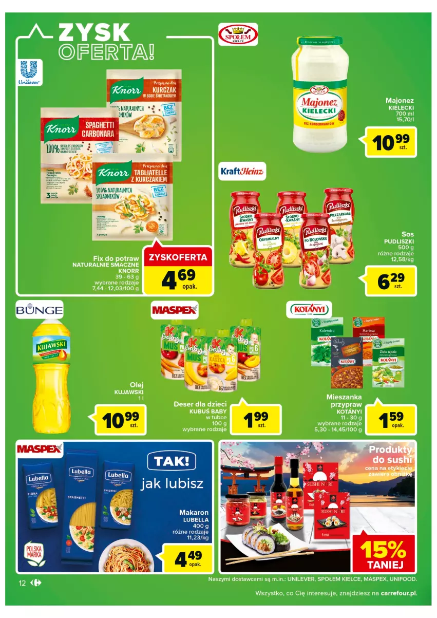 Gazetka promocyjna Carrefour - Gazetka Carrefour - ważna 25.10 do 05.11.2022 - strona 12 - produkty: Bell, Bella, Kurczak, Lubella, Majonez, Makaron, Ser, Spaghetti, Sushi