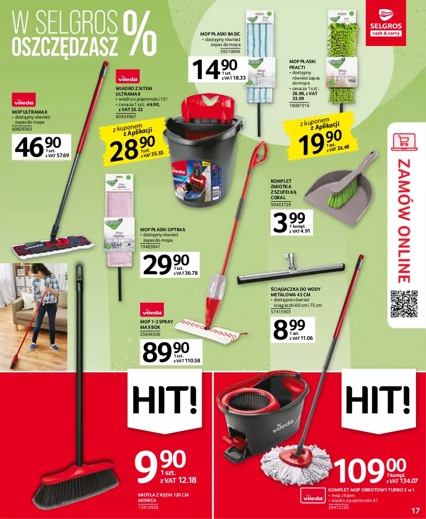 Gazetka promocyjna Selgros - Oferta przemysłowa - ważna 16.03 do 29.03.2023 - strona 17 - produkty: Kije, Miotła, Mop, Optima, Rama, Wiadro