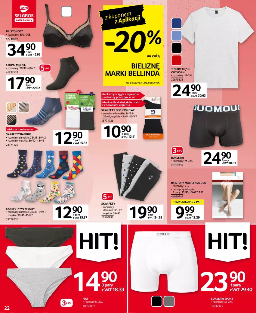 Gazetka promocyjna Selgros - Oferta przemysłowa - ważna 16.03 do 29.03.2023 - strona 22 - produkty: Bell, Biustonosz, Bokserki, Figi, Karp, Marilyn, Por, Rajstopy, Ser, Sport, T-shirt, Top