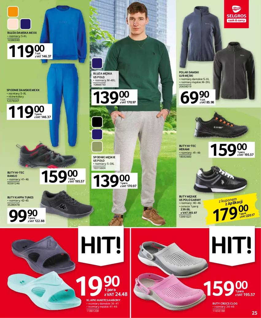 Gazetka promocyjna Selgros - Oferta przemysłowa - ważna 16.03 do 29.03.2023 - strona 25 - produkty: Bluza, Buty, Hi-Tec, Klapki, Mexx, Spodnie