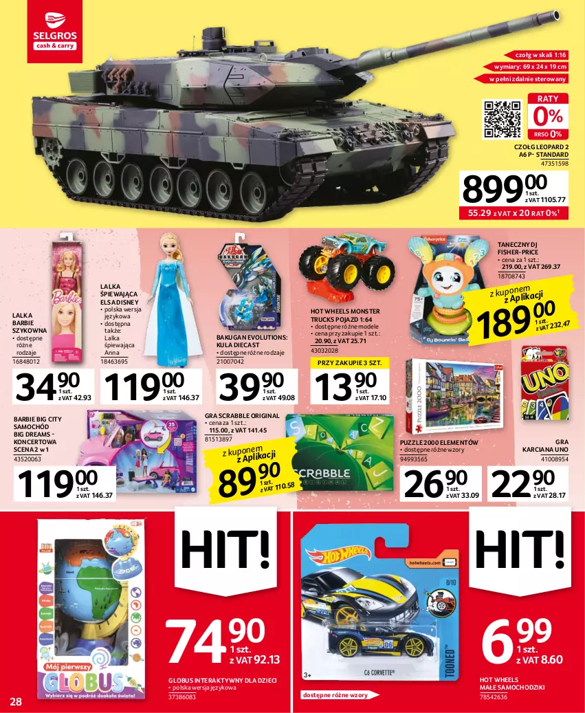 Gazetka promocyjna Selgros - Oferta przemysłowa - ważna 16.03 do 29.03.2023 - strona 28 - produkty: Barbie, Chodzik, Disney, Dzieci, Fisher-Price, Gin, Gra, Hot Wheels, Lalka, Monster truck, Pojazd, Puzzle, Samochód, Samochodziki, Scrabble, Tera