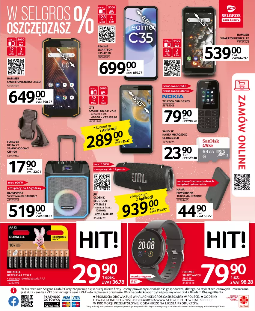 Gazetka promocyjna Selgros - Oferta przemysłowa - ważna 16.03 do 29.03.2023 - strona 9 - produkty: Duracell, Fa, Głośnik, Głośnik bluetooth, Gra, Hama, JBL, Latarka, LG, Monitor, Powerbank, Smartfon, Smartwatch, Sok, Tarka, Telefon