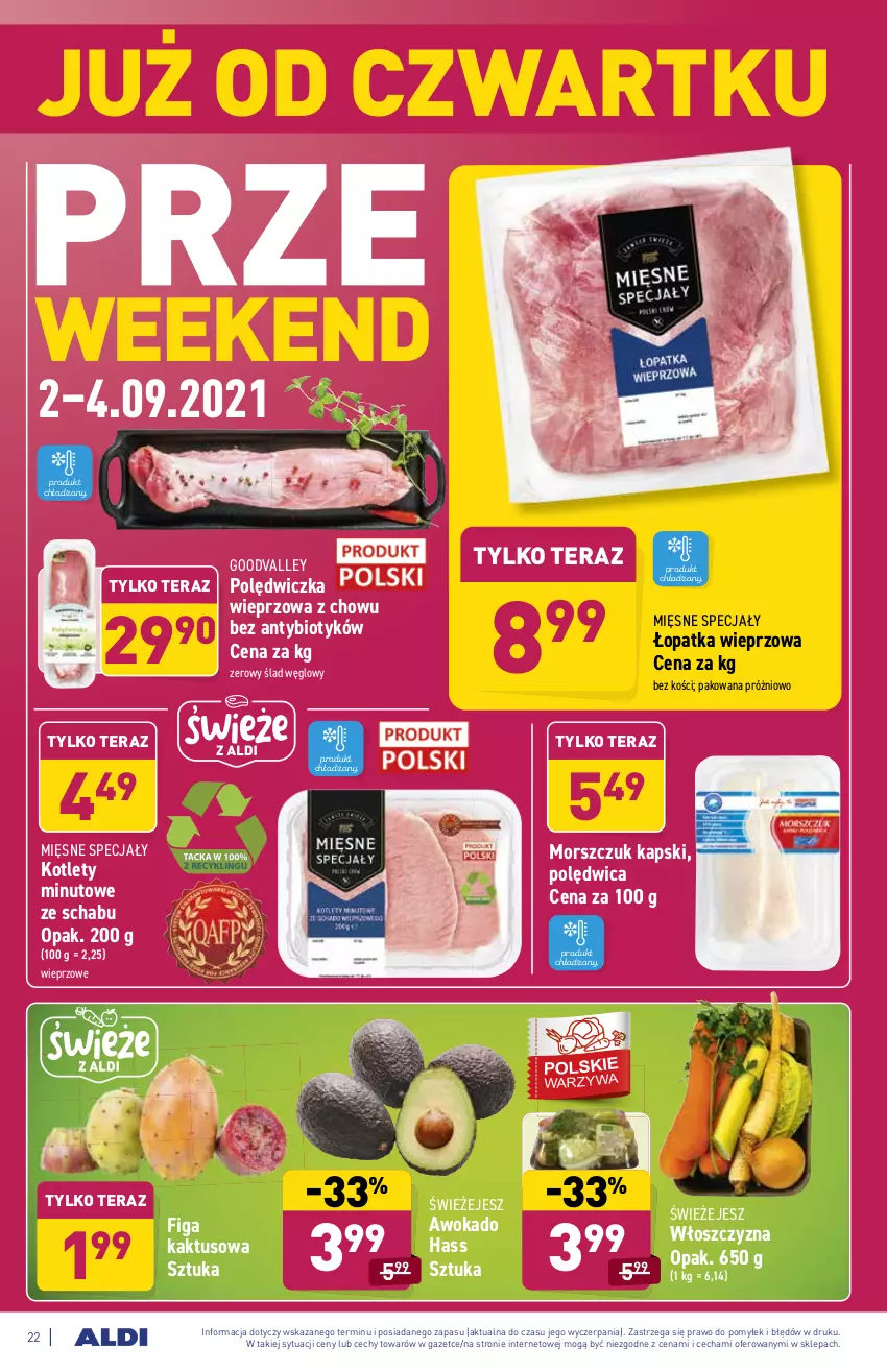 Gazetka promocyjna Aldi - ważna 30.08 do 04.09.2021 - strona 22 - produkty: Kaktus, Kotlet, Mięsne specjały, Polędwica, Polędwiczka wieprzowa, Tera