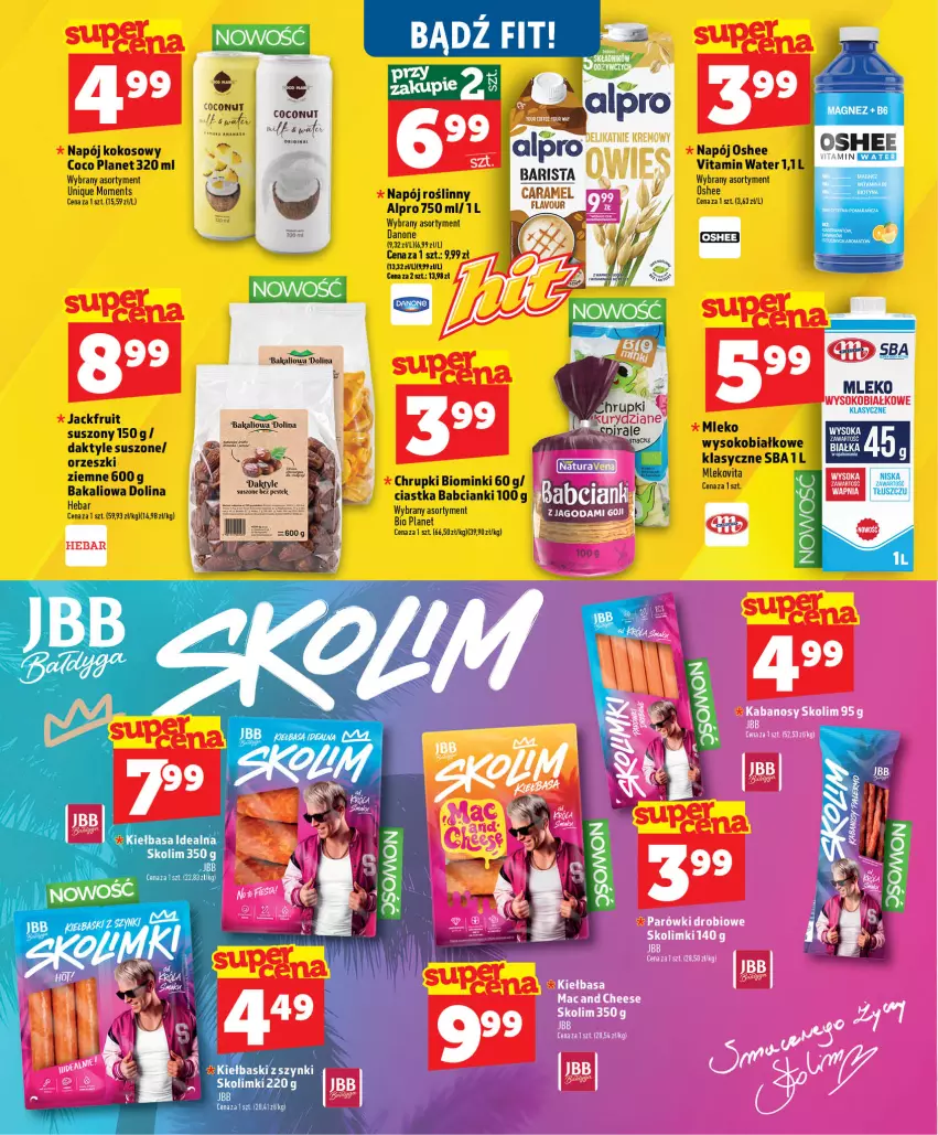 Gazetka promocyjna Topaz - Gazetka - ważna 01.07 do 16.07.2026 - strona 12 - produkty: Alpro, Chrupki, Ciastka, Daktyle, Danone, Kiełbasa, Kokos, Mleko, Mlekovita, Moments, Napój, Napój roślinny, Orzeszki, Oshee, Sok, Vita C