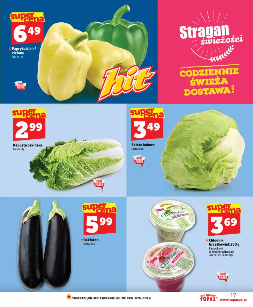 Gazetka promocyjna Topaz - Gazetka - ważna 01.07 do 16.07.2026 - strona 17 - produkty: Papryka, Papryka biała, Sałat, Sałata lodowa, Top