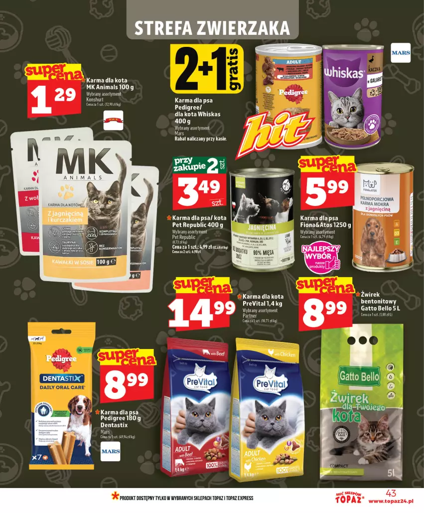 Gazetka promocyjna Topaz - Gazetka - ważna 01.07 do 16.07.2026 - strona 43 - produkty: Bell, Fa, Jagr, Mars, Pedigree, Por, Top, Whiskas
