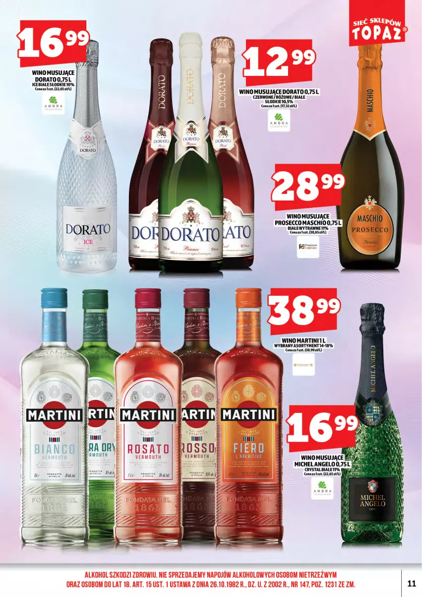 Gazetka promocyjna Topaz - Gazetka - ważna 16.02 do 26.02.2026 - strona 13 - produkty: Martini, Mus, Prosecco, Vermouth, Wino, Wino musujące