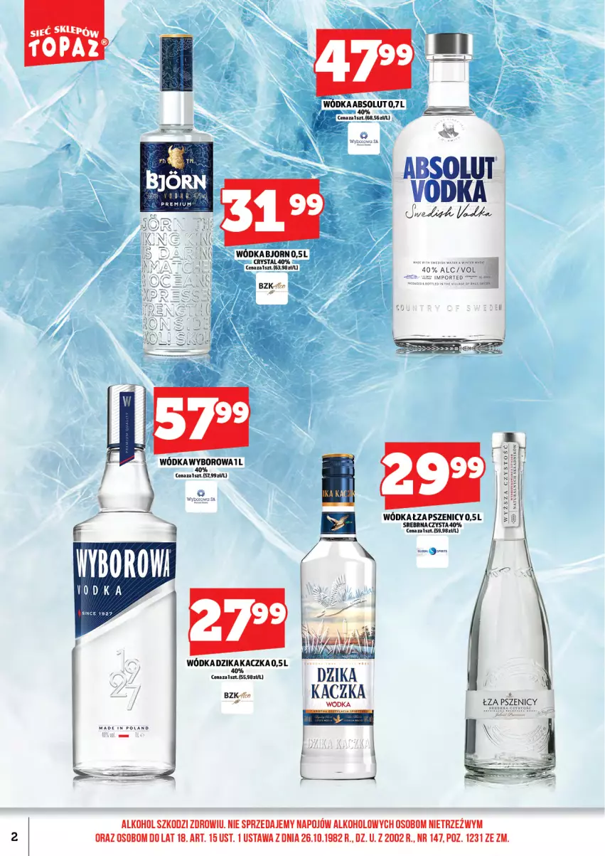 Gazetka promocyjna Topaz - Gazetka - ważna 16.02 do 26.02.2026 - strona 4 - produkty: Absolut, Kaczka, Top, Wódka, Wyborowa
