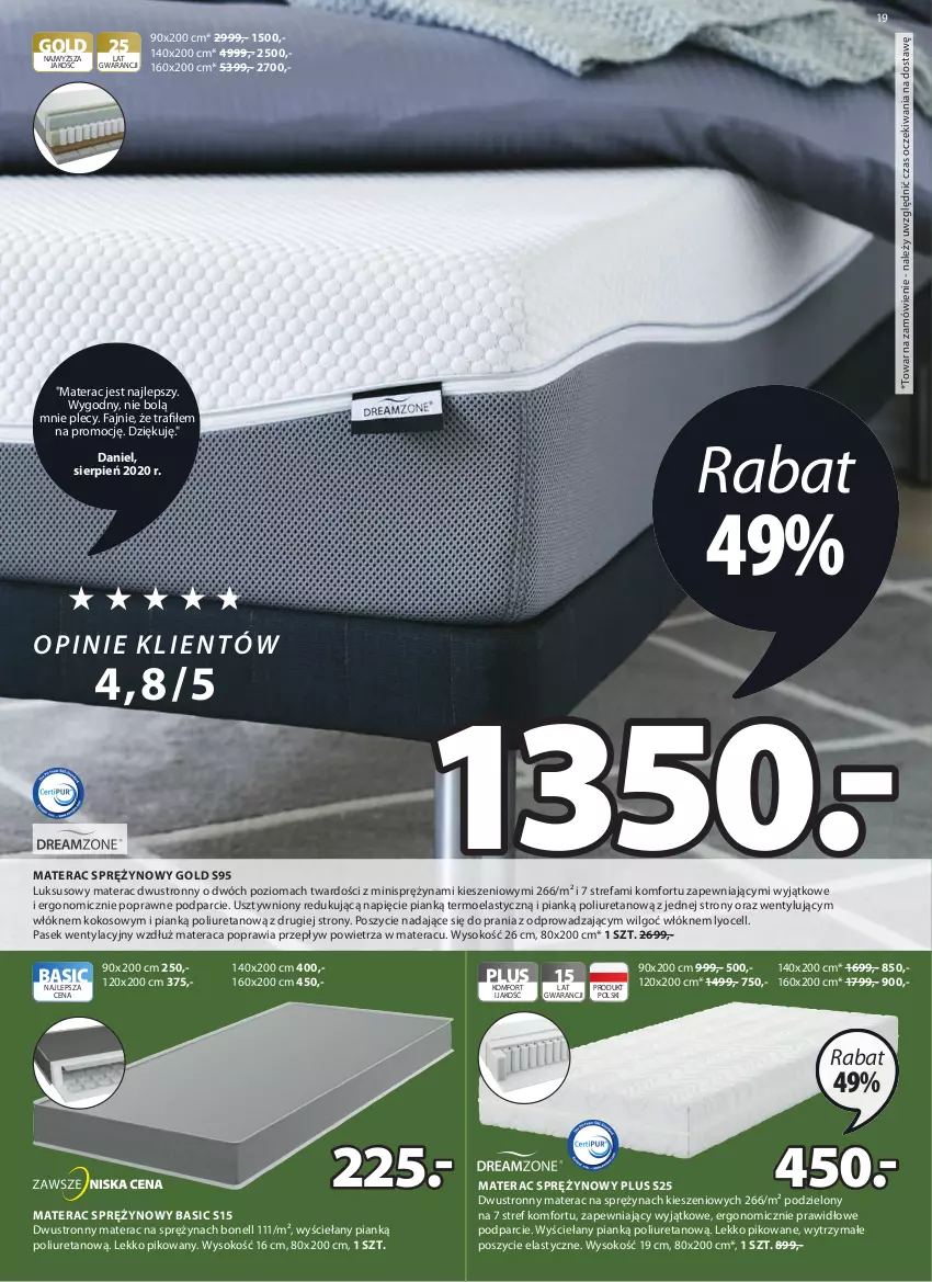 Gazetka promocyjna Jysk - Oferta tygodnia - ważna 02.06 do 15.06.2021 - strona 20 - produkty: Fa, Kokos, LG, Materac, Materac sprężynowy, Pasek, Sok, Tera