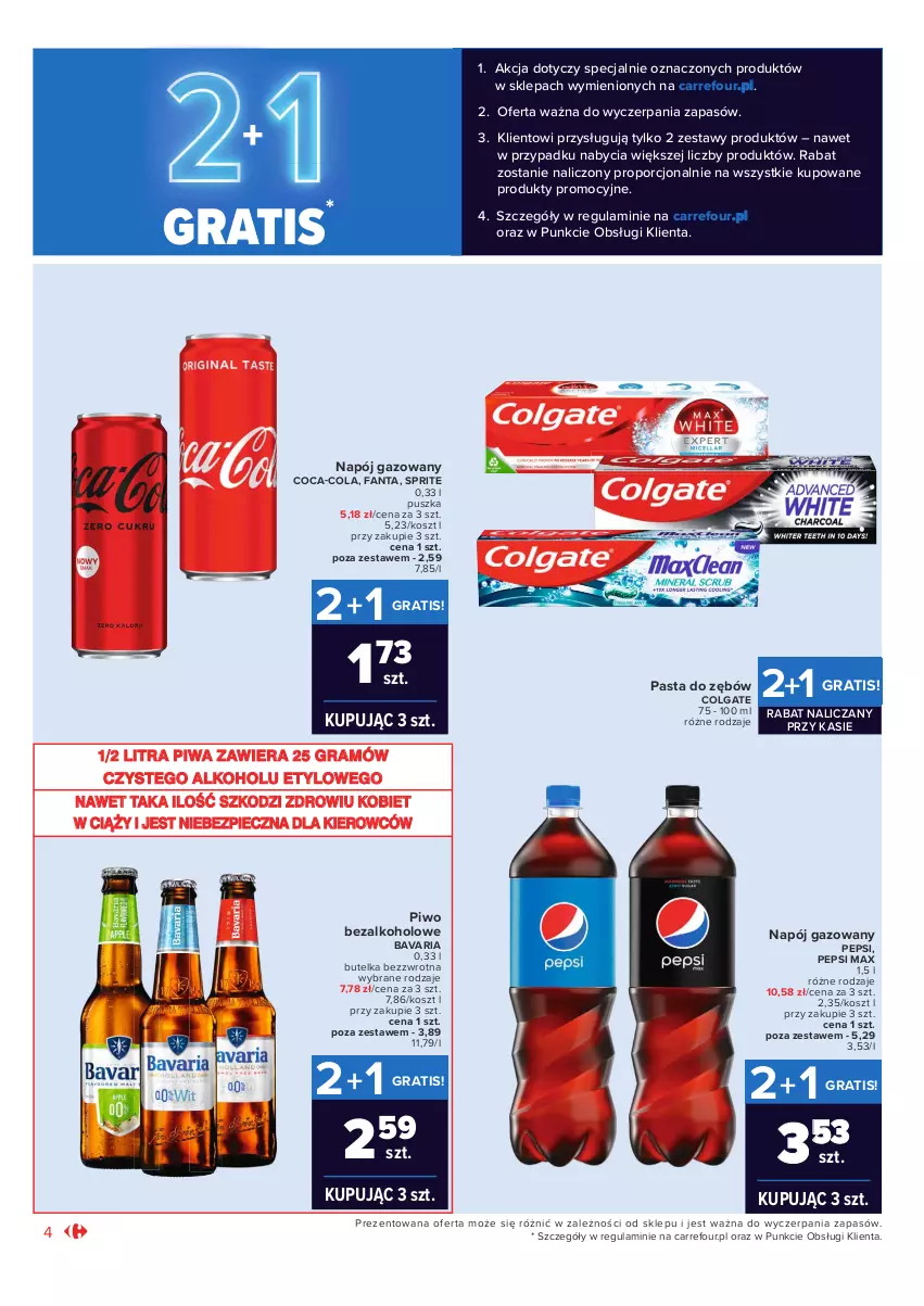 Gazetka promocyjna Carrefour - Gazetka Market Zyskoteka - ważna 05.10 do 09.10.2021 - strona 4 - produkty: Coca-Cola, Colgate, Fa, Fanta, Gra, Kosz, LG, Napój, Napój gazowany, Pasta do zębów, Pepsi, Pepsi max, Piec, Piwa, Piwo, Por, Sprite