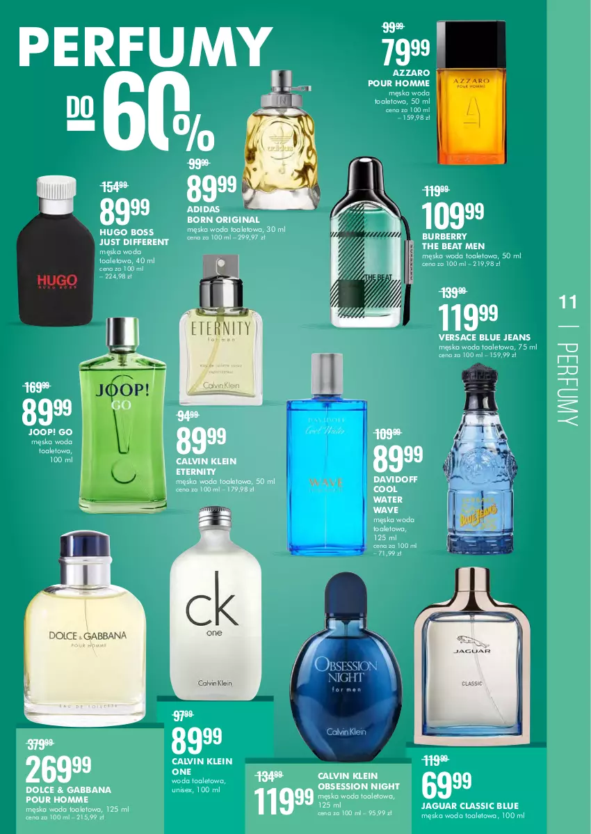 Gazetka promocyjna Super Pharm - Gazetka - ważna 15.09 do 22.09.2022 - strona 11 - produkty: Adidas, Azzaro, Burberry, Calvin Klein, Davidoff, Gin, Hugo Boss, Jaguar, JOOP!, Perfum, SESSIO, Versace, Woda, Woda toaletowa