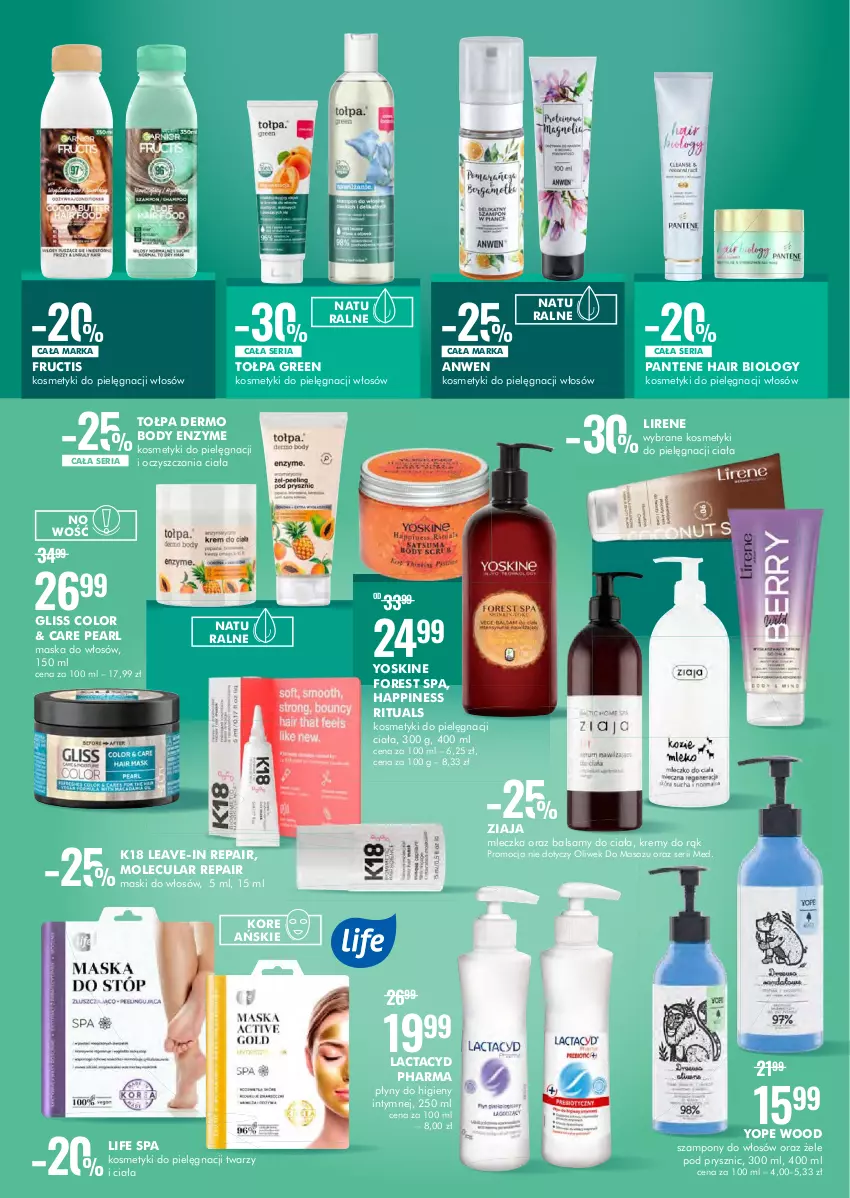 Gazetka promocyjna Super Pharm - Gazetka - ważna 15.09 do 22.09.2022 - strona 5 - produkty: Body, Fructis, Lactacyd, Lirene, Maska, Maska do włosów, Pantene, Ser, Szampon, Tołpa, Yope, Yoskine, Ziaja