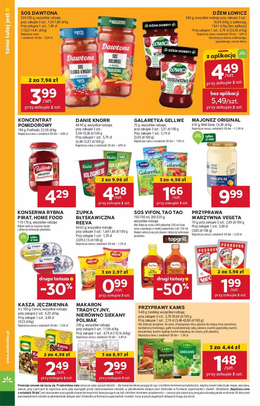 Gazetka promocyjna Stokrotka - Market - ważna 12.06 do 16.06.2025 - strona 10 - produkty: Cenos, Dawtona, Dżem, Gala, Galaretka, Gin, Grill, Kamis, Kasza, Kasza jęczmienna, Knorr, Koncentrat pomidorowy, Lazur, Majonez, Makaron, Mięso, Mus, Olma, Owoce, Przyprawy, Pudliszki, Ser, Sos, Torebka, Vegeta, Warzywa