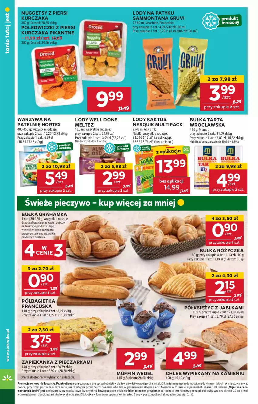 Gazetka promocyjna Stokrotka - Market - ważna 12.06 do 16.06.2025 - strona 12 - produkty: Bagietka, Bułka, Bułka grahamka, Bułka tarta, Chleb, Gra, Hortex, Jabłka, Kaktus, Kurczak, Lody, Mięso, Nesquik, Nestlé, Owoce, Piec, Pieczarka, Pieczywo, Półbagietka, Por, Tarta, Warzywa, Zapiekanka