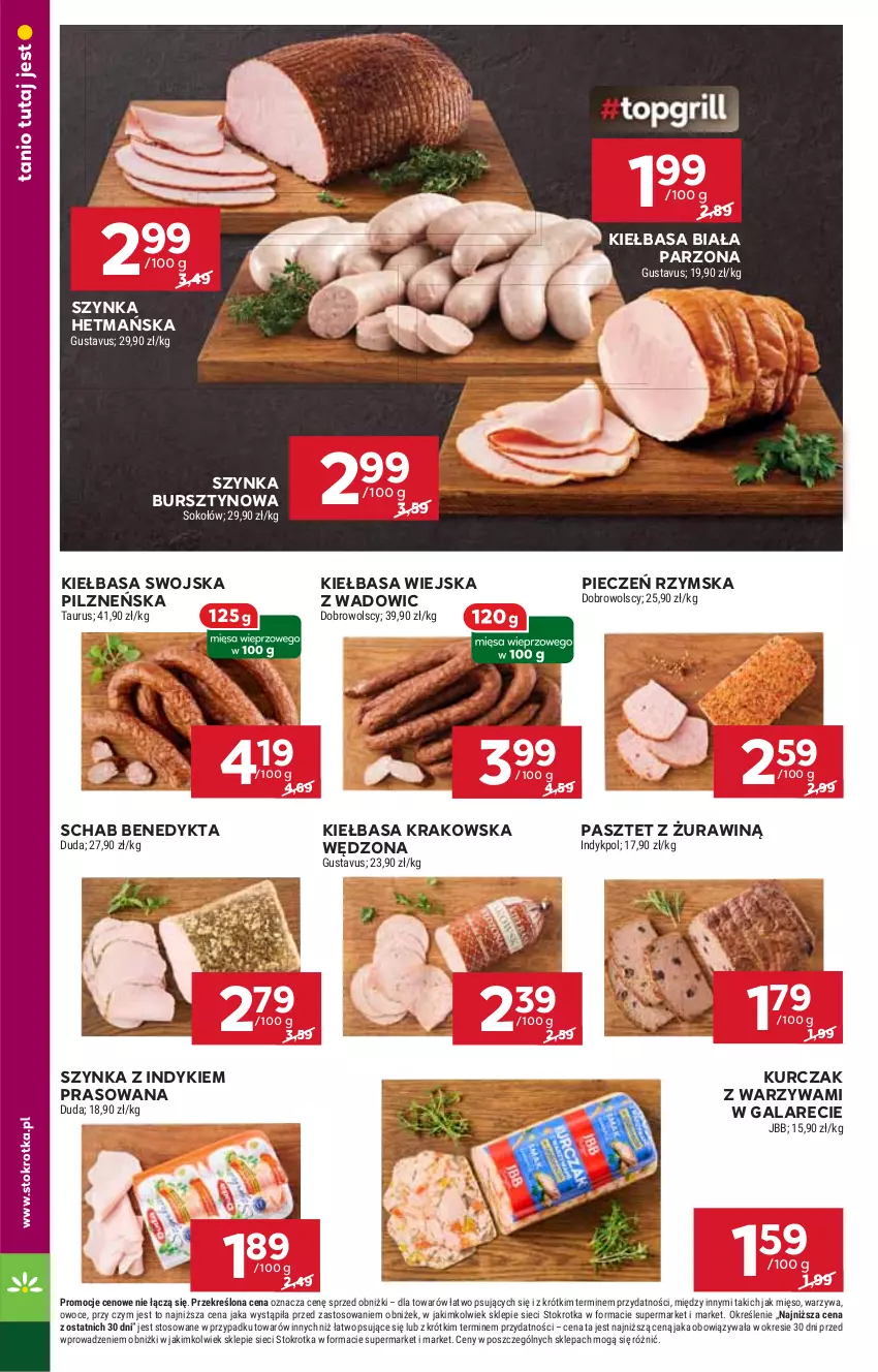 Gazetka promocyjna Stokrotka - Market - ważna 12.06 do 16.06.2025 - strona 6 - produkty: Bursztyn, Duda, Gala, Kiełbasa, Kiełbasa biała, Kiełbasa krakowska, Kiełbasa wiejska, Kurczak, Mięso, Owoce, Pasztet, Piec, Pieczeń rzymska, Schab Benedykta, Sok, Sokołów, Szynka, Warzywa