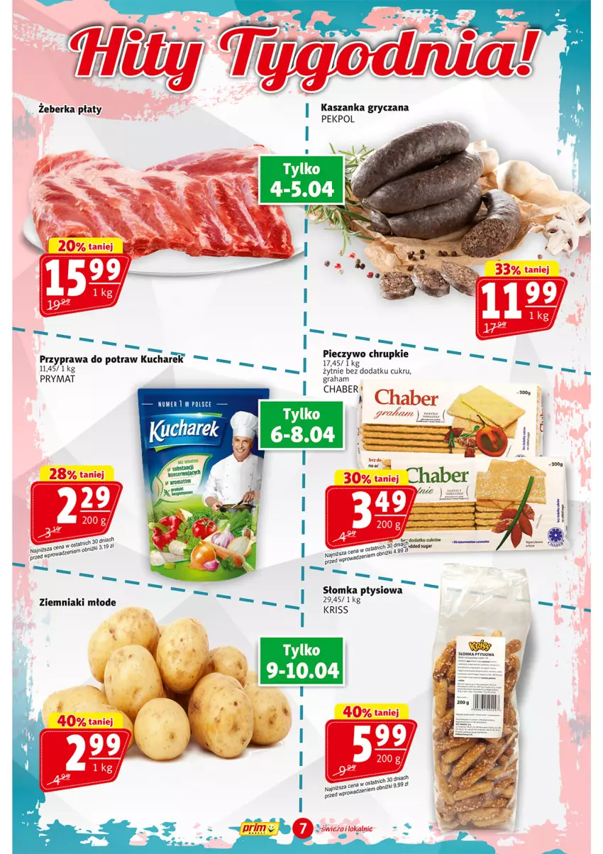 Gazetka promocyjna Prim Market - ważna 04.04 do 10.04.2024 - strona 7 - produkty: Chrupki, Gra, Gry, Kasza, Kaszanka, Kucharek, Pekpol, Piec, Pieczywo, Pieczywo chrupkie, Prymat, Przyprawa do potraw