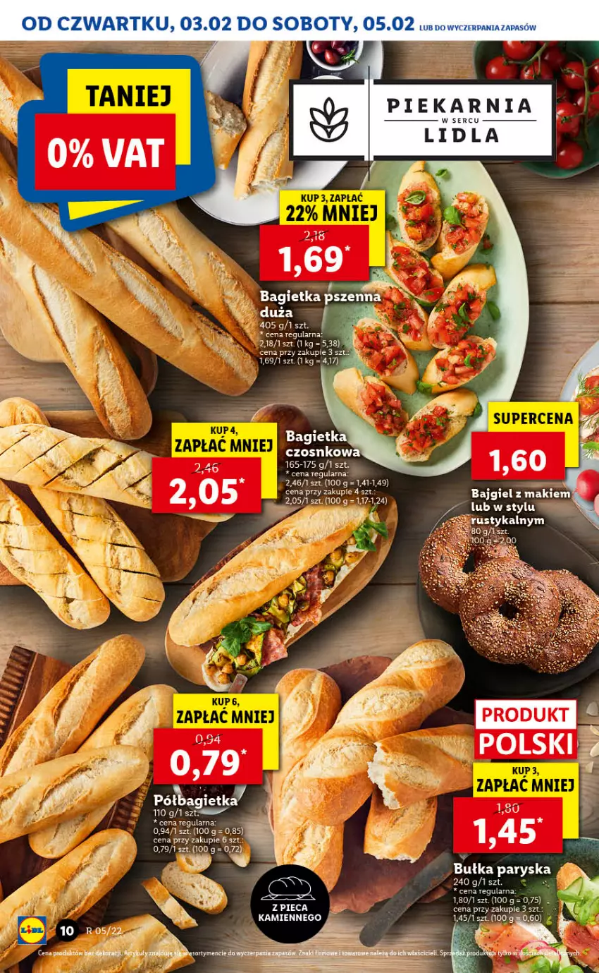 Gazetka promocyjna Lidl - GAZETKA - ważna 03.02 do 05.02.2022 - strona 10 - produkty: Bagietka, Bagietka czosnkowa, LG, Ser