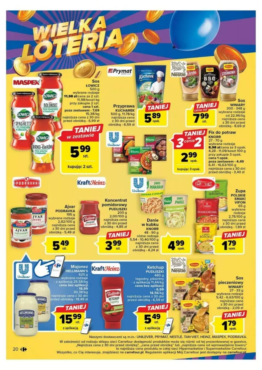 Gazetka promocyjna Carrefour - ważna 10.10 do 14.10.2023 - strona 13 - produkty: Heinz, Ketchup, Knorr, Kosz, Kucharek, Majonez, Piec, Podravka, Prymat, Pudliszki, Pur, Sos, Winiary, Zupa