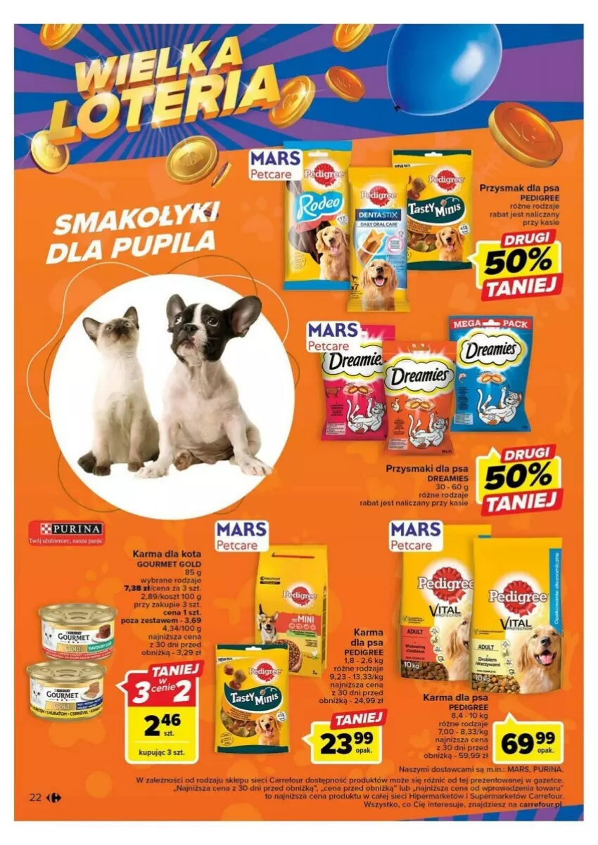 Gazetka promocyjna Carrefour - ważna 10.10 do 14.10.2023 - strona 15 - produkty: Fa, Gourmet Gold, Kosz, Mars, Pedigree, Przysmak dla psa, Przysmaki, Pur, Purina