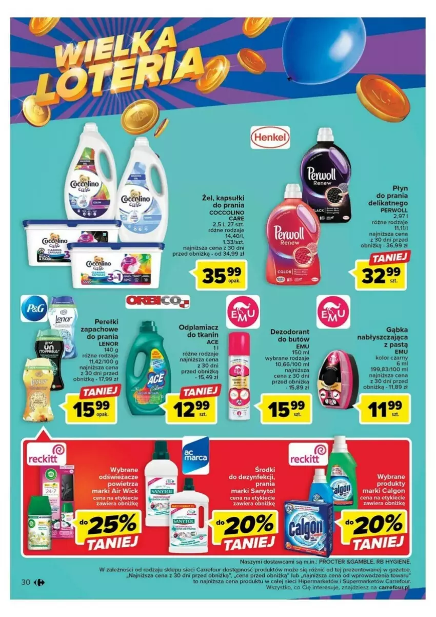 Gazetka promocyjna Carrefour - ważna 10.10 do 14.10.2023 - strona 24 - produkty: Air Wick, Calgon, Coccolino, Dezodorant, Kapsułki do prania, LG, Perwoll, Sanytol